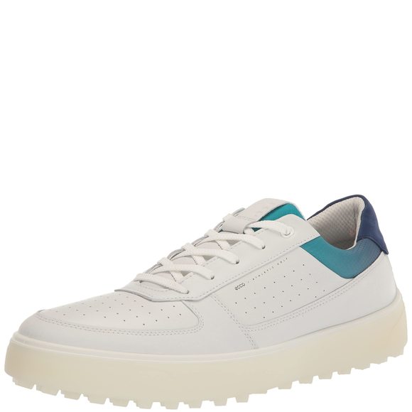 NEW ECCO MEN'S TRAY HYDROMAX WATERPROOF GOLF SHOE, WHITE/WHITE/BLUE DEPTHS/CARIB - Picture 2 of 6